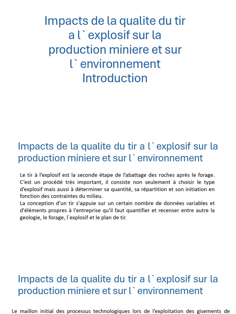 Impact du tir explosif en mining | PDF | Exploitation minière | Forage