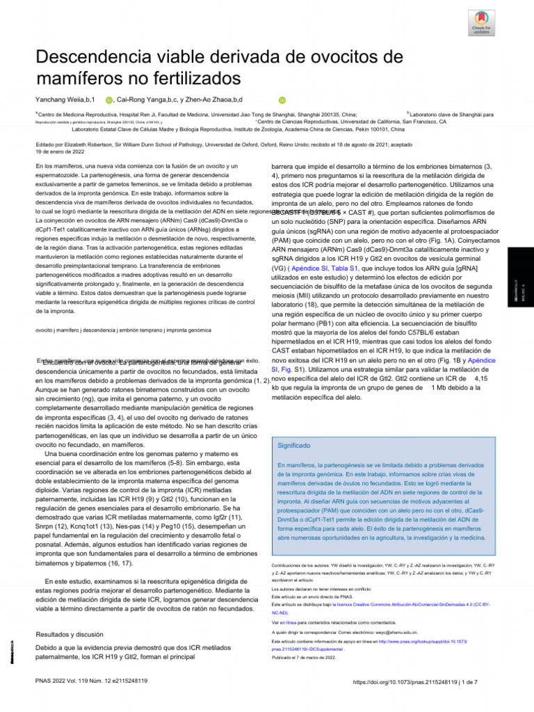 3.1.1 - Wei Et Al 2022 Viable Offspring Derived From Single ...