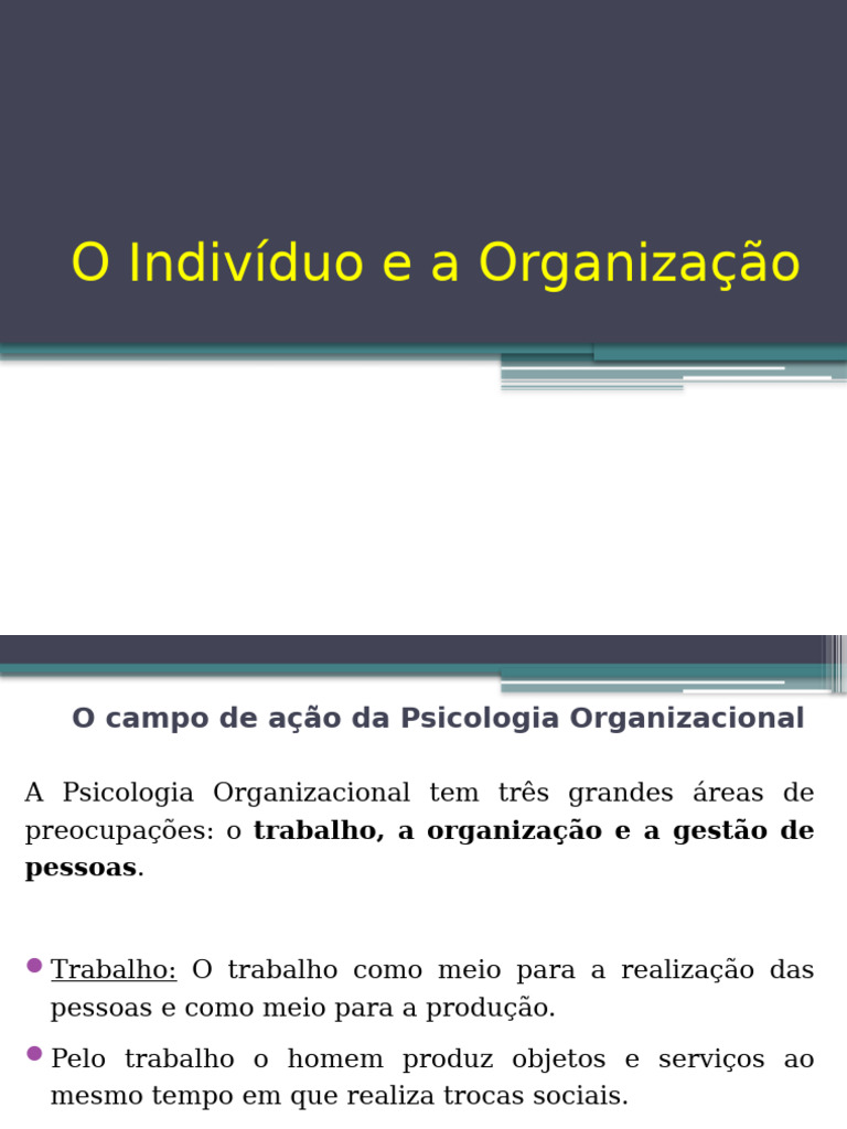 Aula 01 - Introducao - O Individuo e A Organizacao | PDF | Gestão de ...