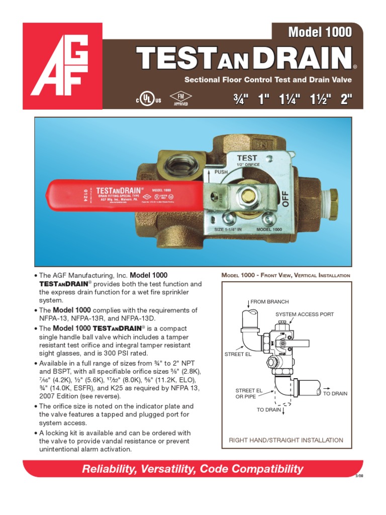 Test & Drain Valve Model 1000 Chemical Engineering Hydraulics