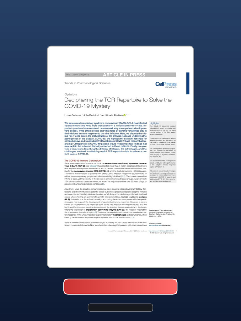 Testbank Deciphering the TCR Repertoire to Solve the COVID19 Mystery