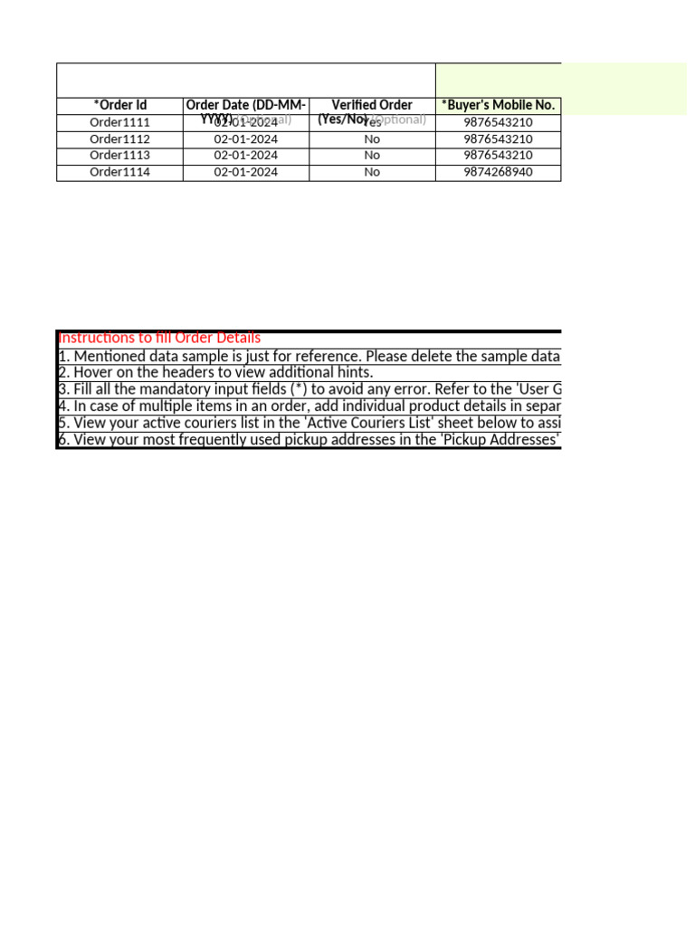 Order Details and Courier Instructions | PDF | Discounts And Allowances