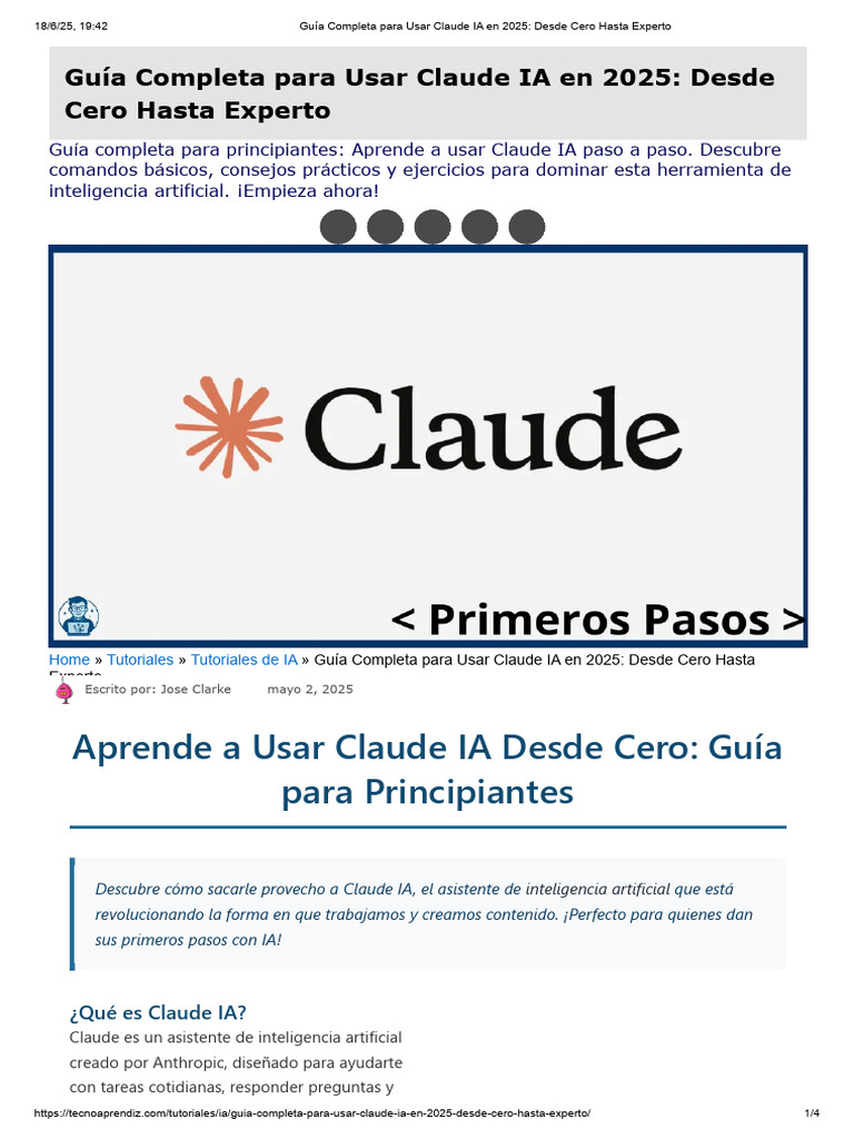 Tutorial de Claude IA 2025: Guía para Principiantes | PDF ...