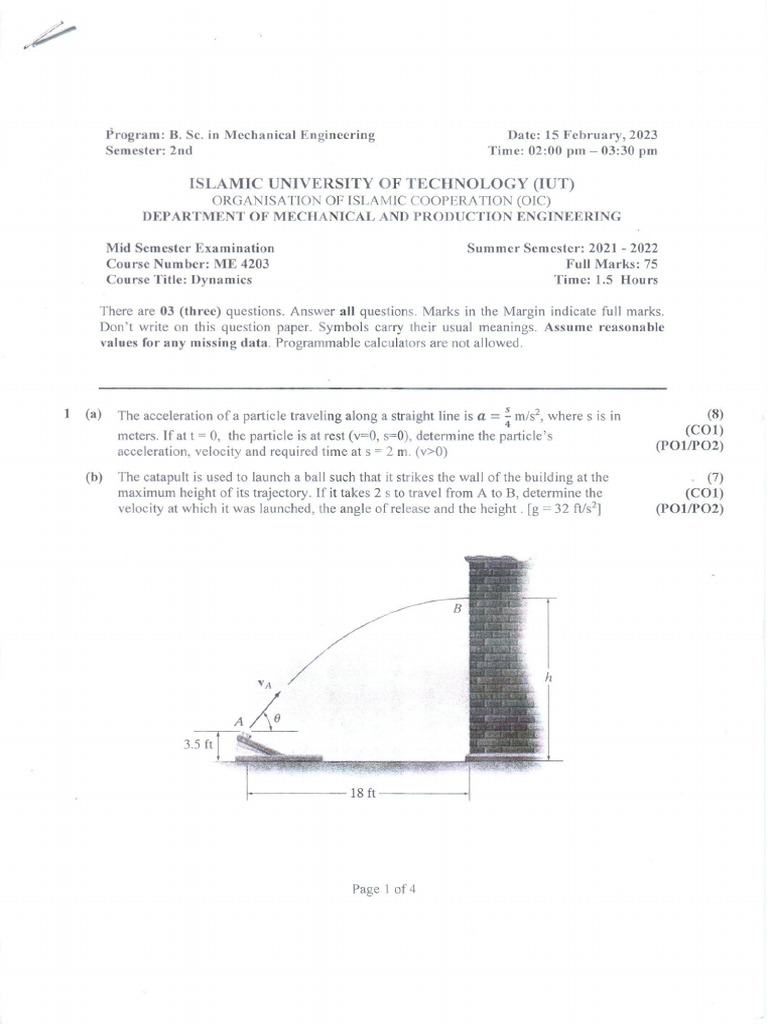 1 ME 4203 Dynamics | PDF