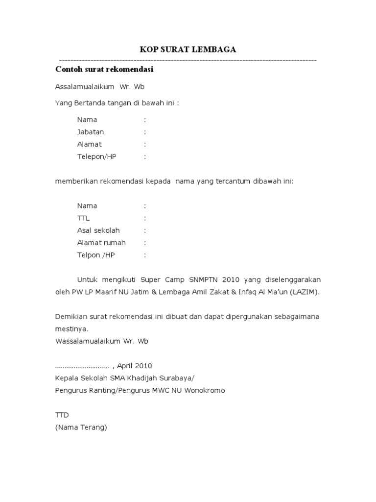 Featured image of post Surat Rekomendasi Nu Ranting Surat rekomendasi adalah surat organisasi yang memberikan persetujuan terhadap suatu kepentingan ditandatangani oleh rais katib ketua dan sekretaris