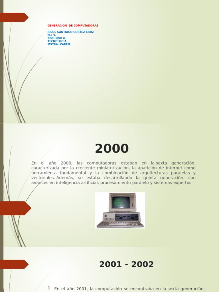 Evolución de las Generaciones de Computadoras | PDF | Microprocesador ...