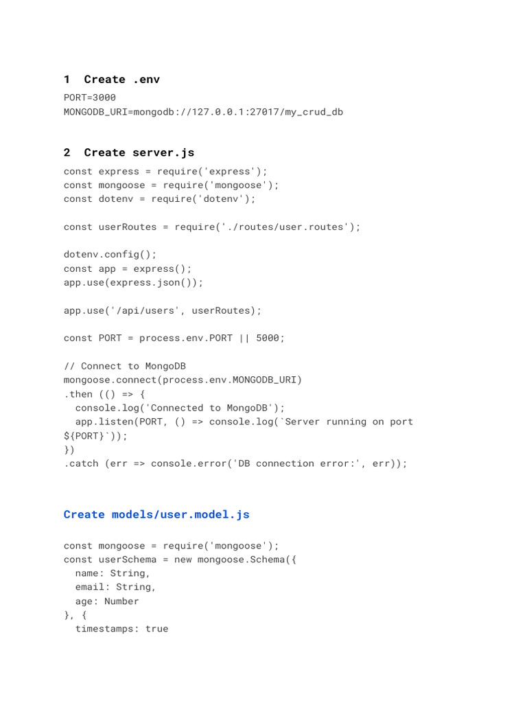 Node.js User CRUD API Setup | PDF | Hypertext | Computing