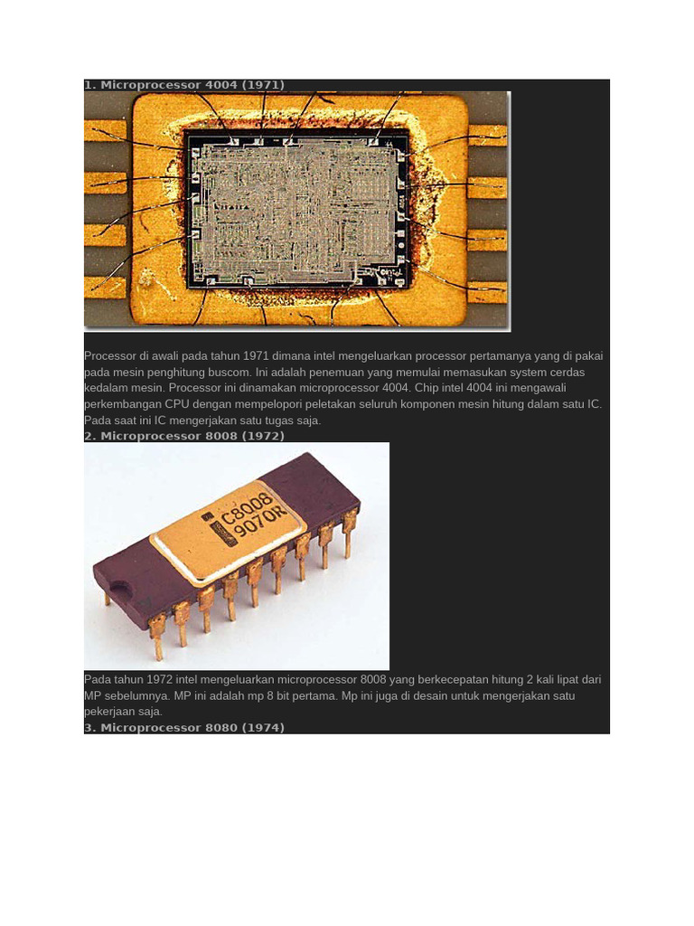 Sejarah Perkembangan Microprocessor Intel | PDF