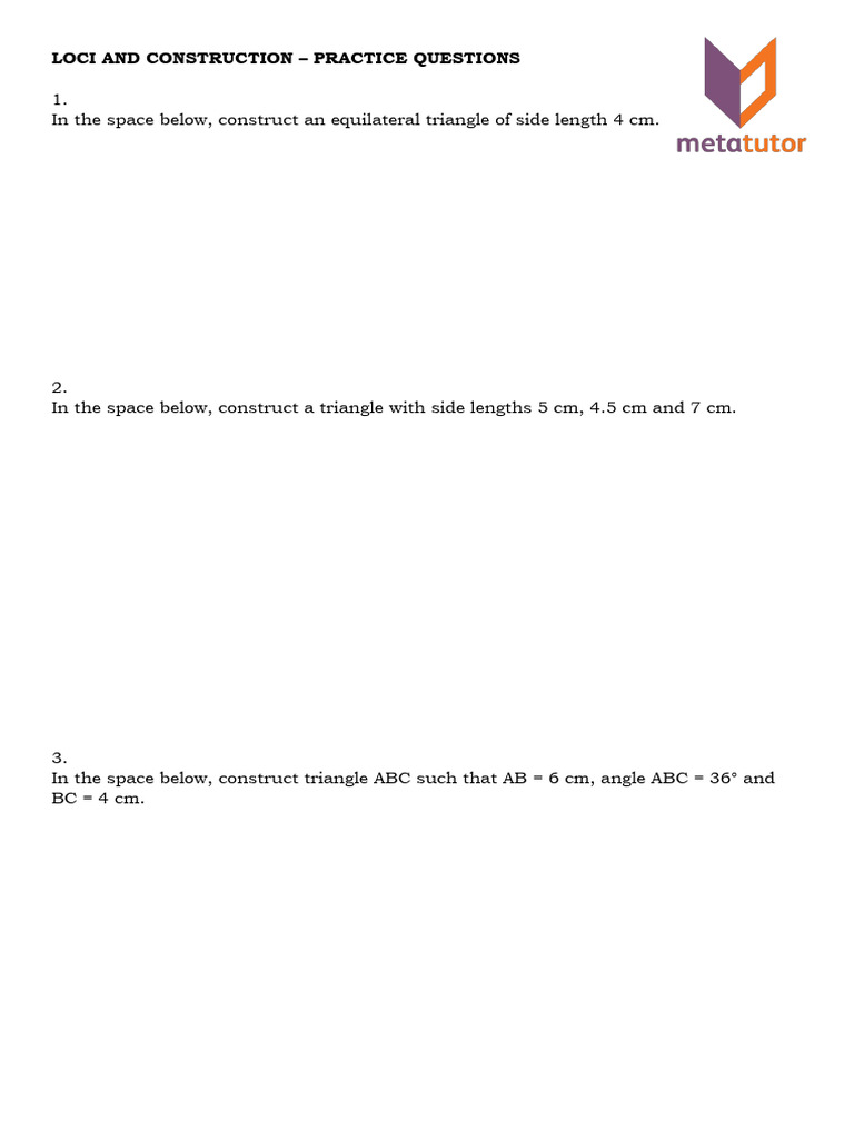 Loci and Construction Practice Tasks | PDF | Classical Geometry | Euclid