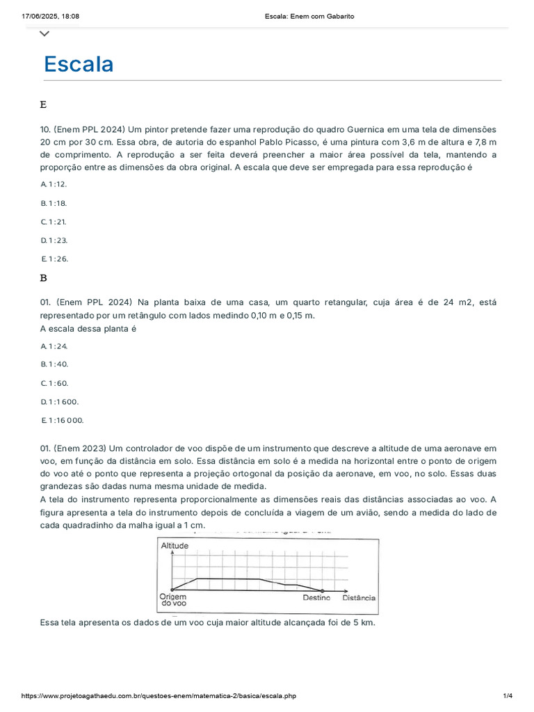 Questões de Escala para o ENEM | PDF | Hemácia | Voo
