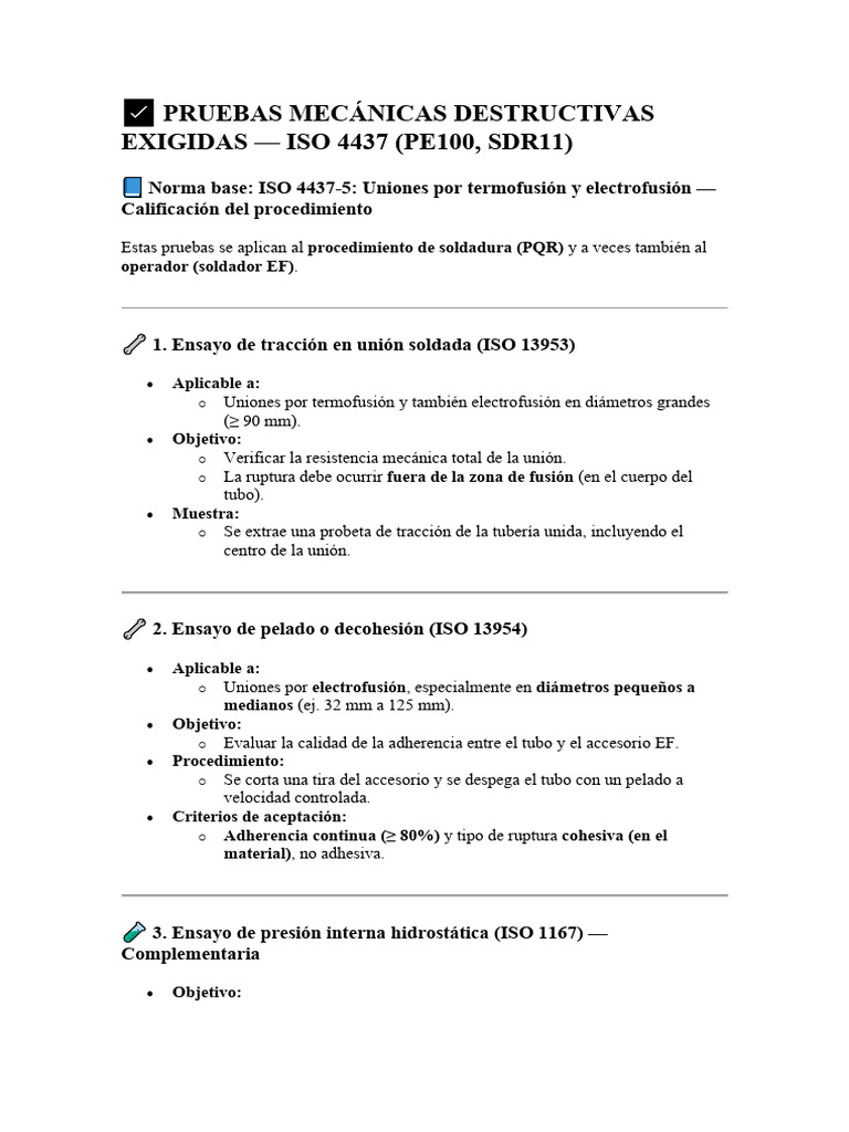 Pruebas Mecánicas ISO 4437 para Soldaduras | PDF | Soldadura | Construcción