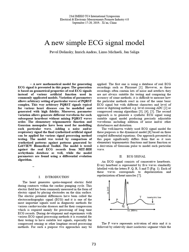 Advanced ECG Signal Modeling Techniques | PDF | Electrocardiography ...