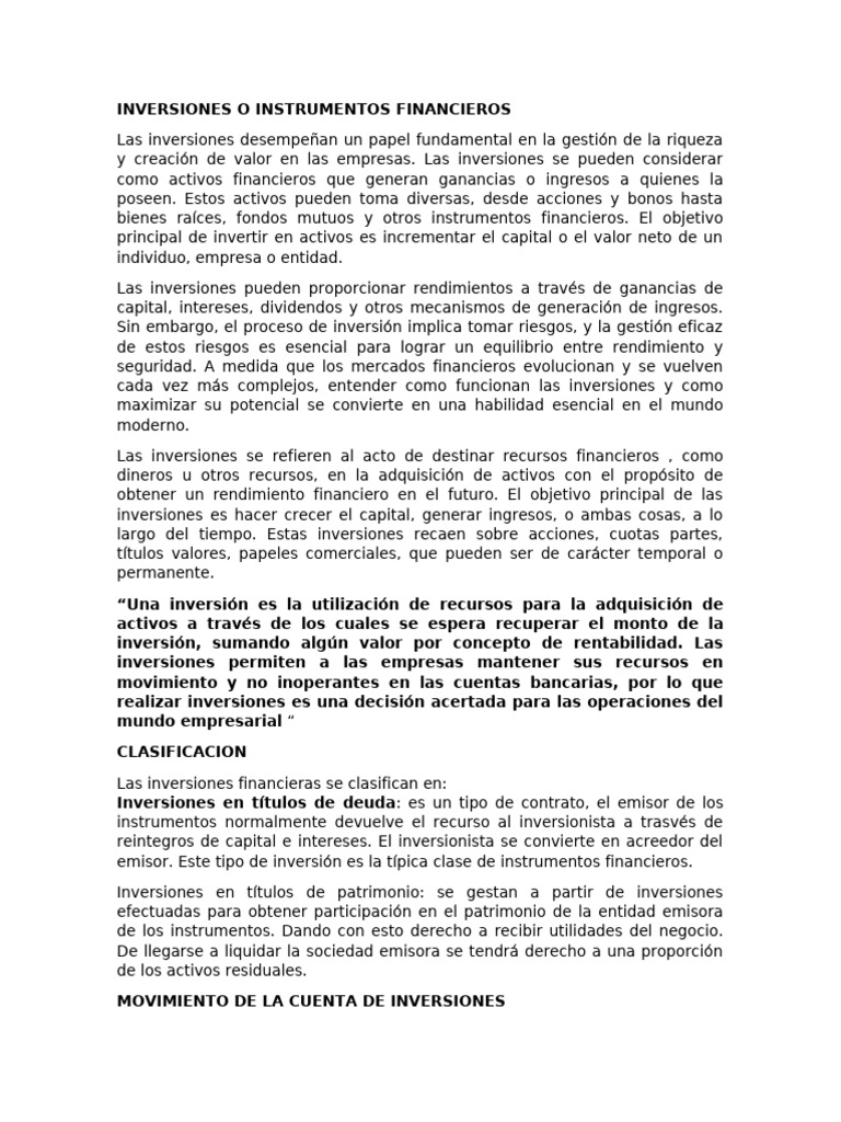 Guía de Inversiones Financieras y Riesgos | PDF | Inversiones | Bolsa