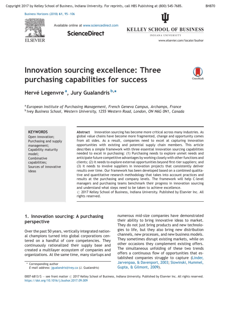 Innovation Sourcing Excellence Framework | PDF | Supply Chain | Innovation