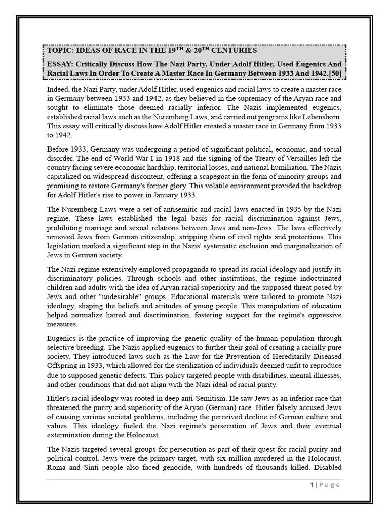 Nazi Racial Ideology and Eugenics | PDF | Nazi Germany | The Holocaust