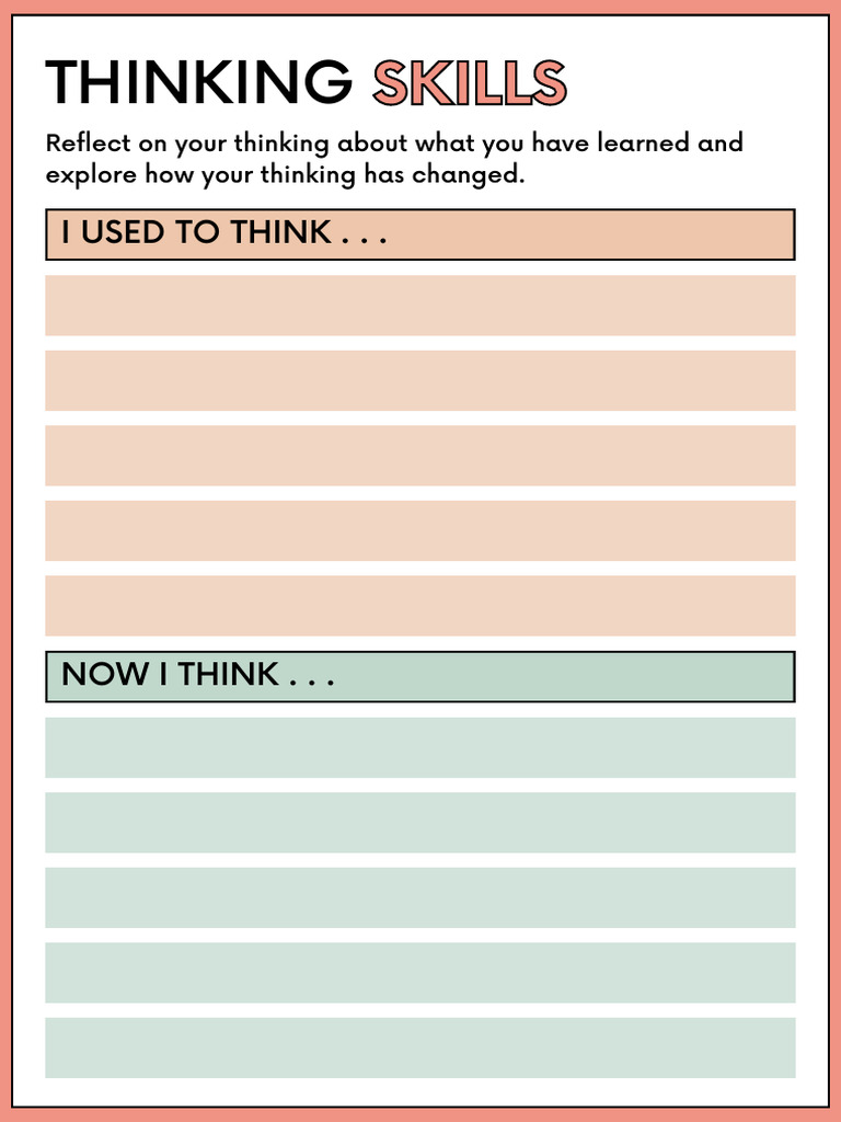 Thinking Skills Reflection Worksheet | PDF