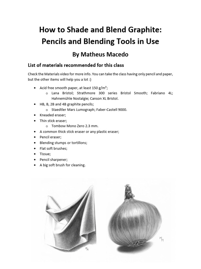 Materials List - How To Shade and Blend Graphite PDF | PDF