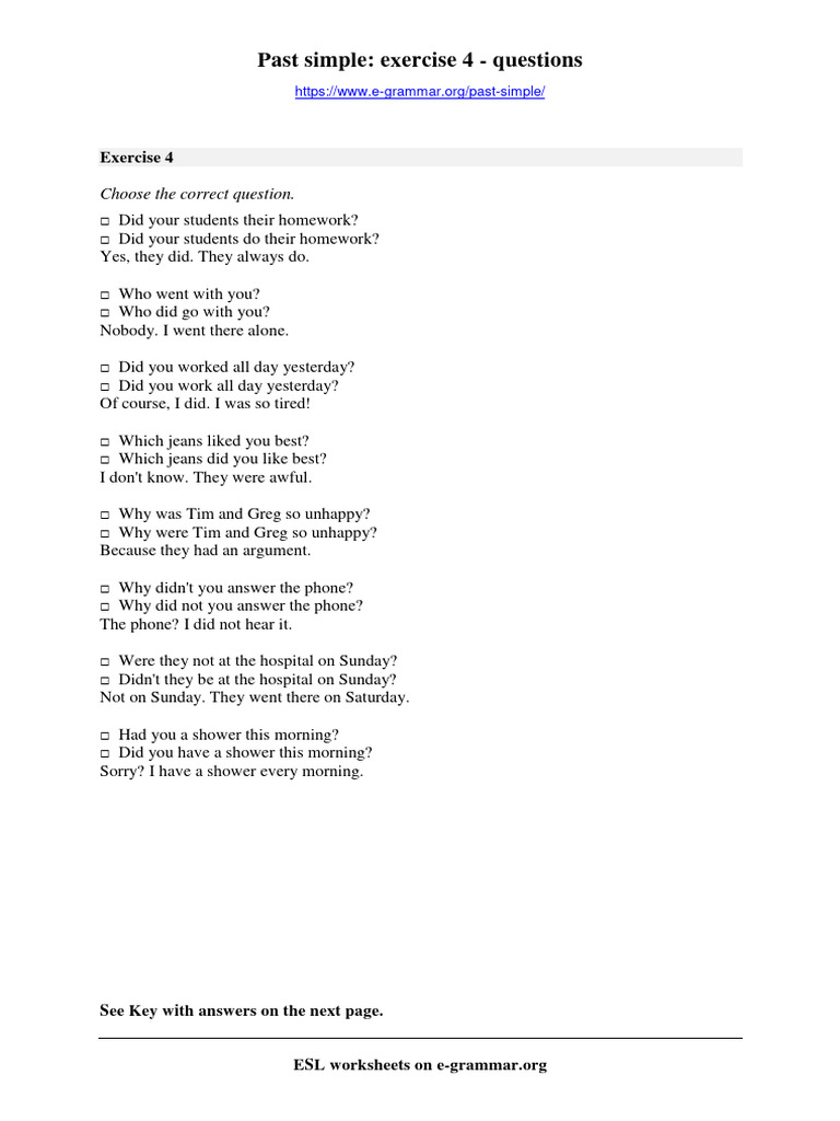 Past Simple Questions | PDF