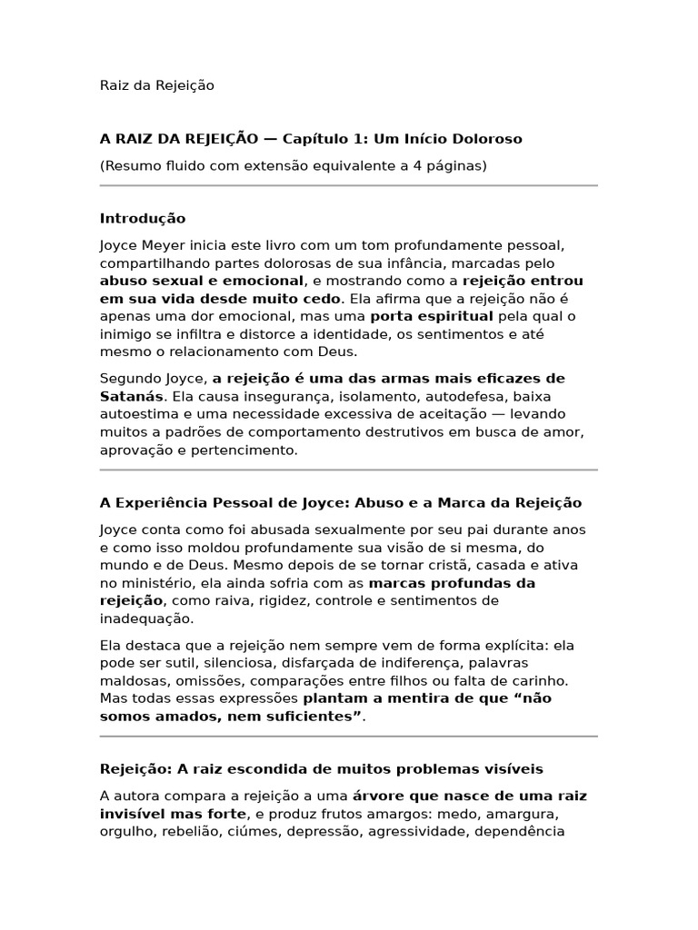 A Raiz da Rejeição: Cura e Identidade | PDF | Amor | Deus