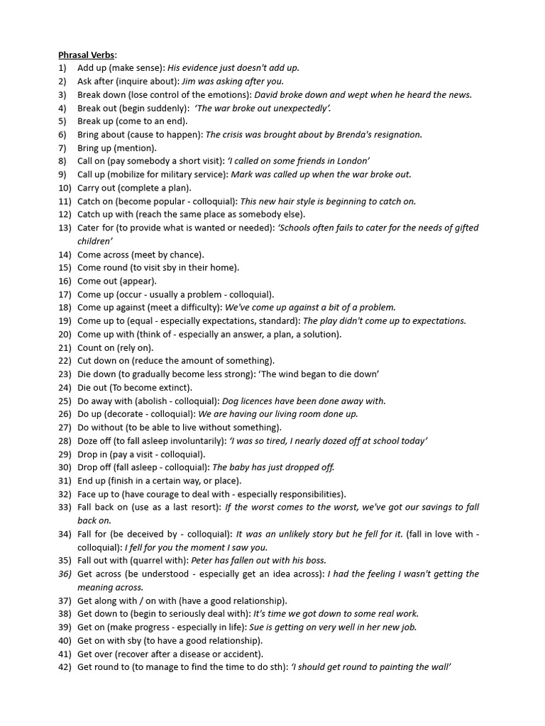 Essential Phrasal Verbs Explained | PDF