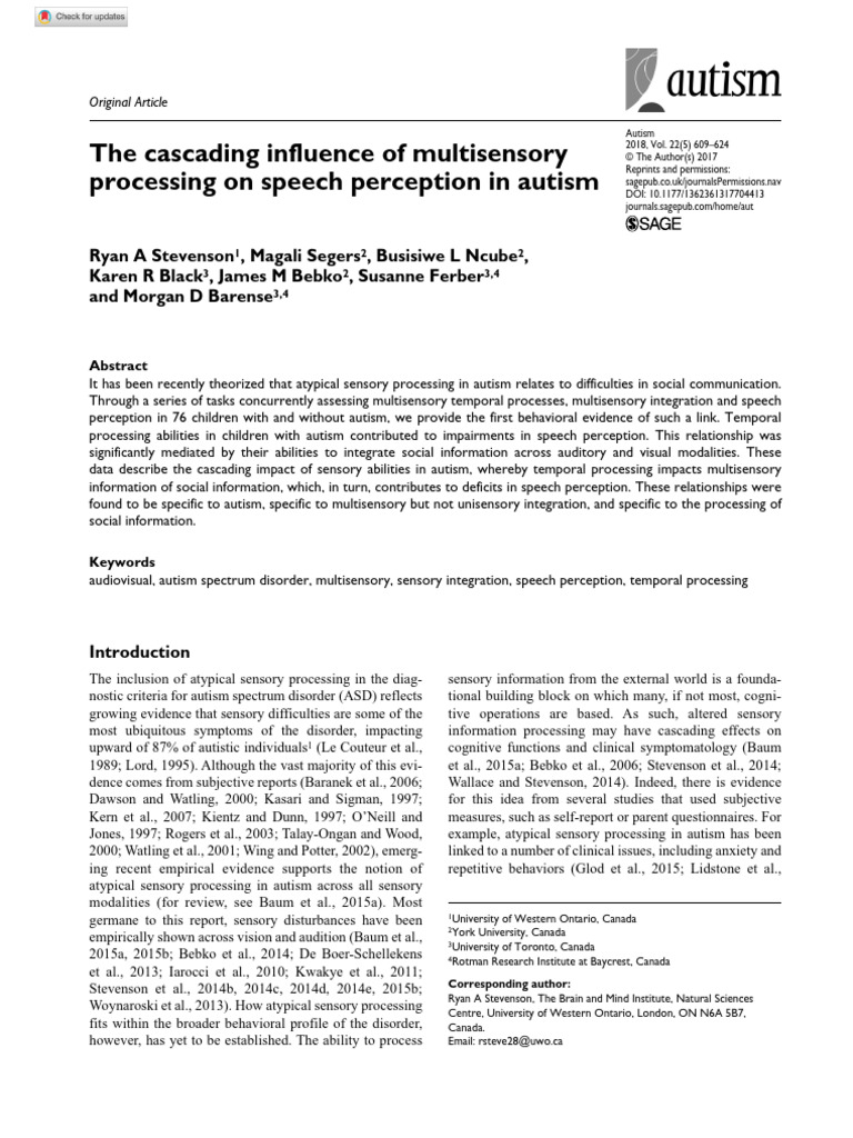 Atypical Sensory Processing in Autism | PDF | Perception | Autism