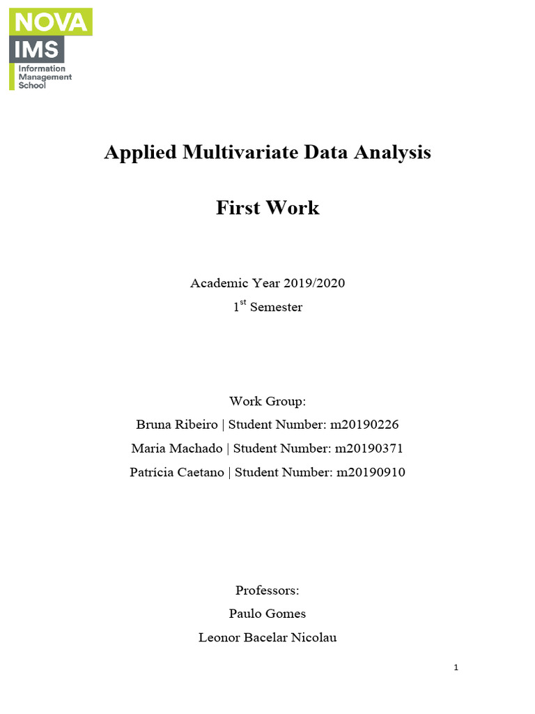 Multivariate Data Analysis Metrics | PDF | Principal Component Analysis ...