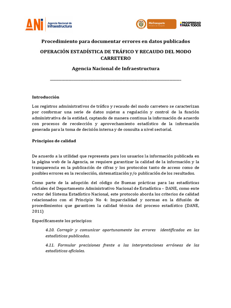 Procedimiento para Documentar Errores Estadísticos | PDF | Estadísticas ...