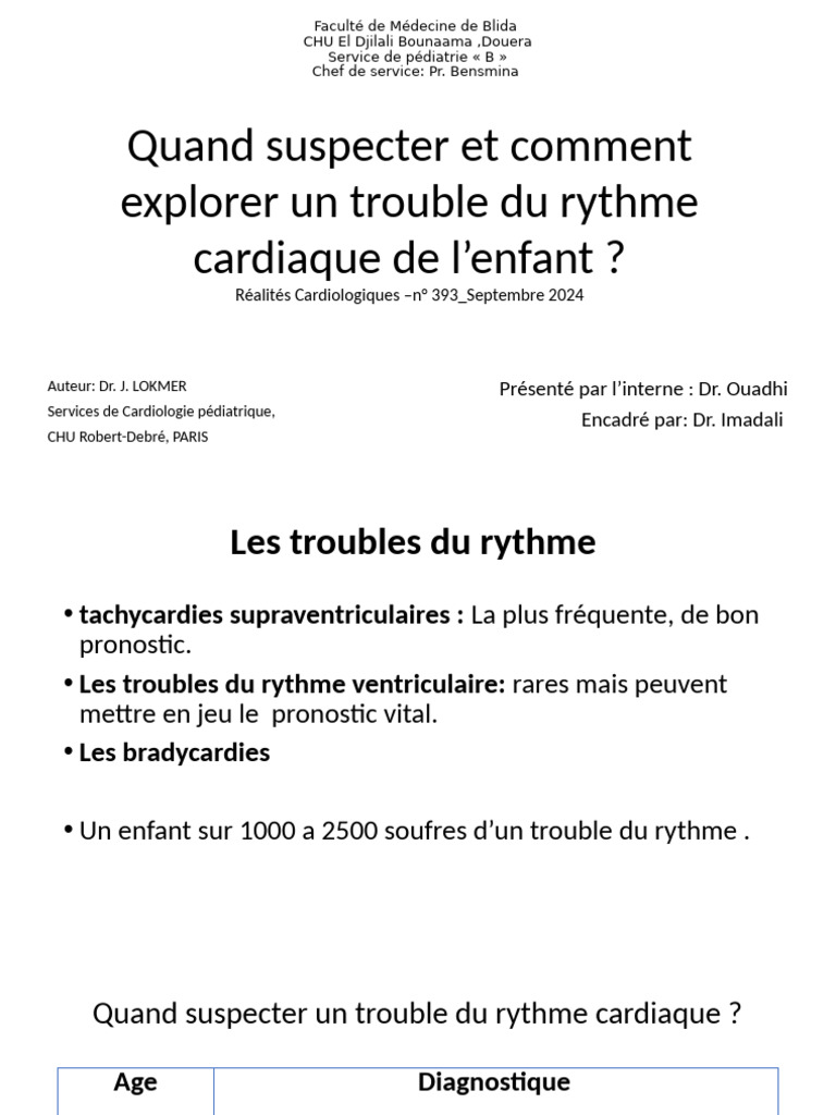 Trouble Du Rythme Cardiaque de L'enfant | PDF | Électrocardiographie ...