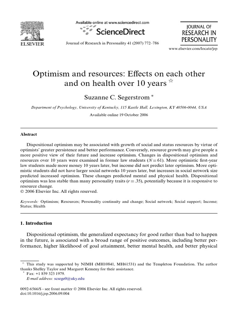 Optimism and Resource Dynamics Over Time | PDF | Optimism | Pain