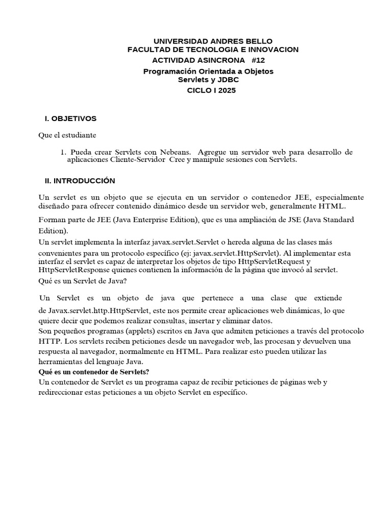 Creación de Servlets con JDBC en Java | PDF | Java (lenguaje de ...