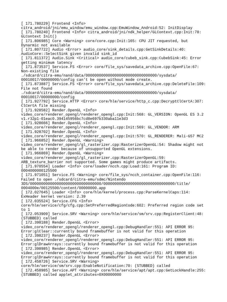 Citra Emulator Error Log Analysis | PDF | Software Development | System ...
