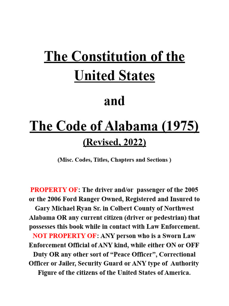 Code of AL - Title 15 (1975, 2022) With Constitution | PDF | Presidents ...