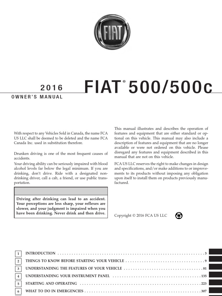 Fiat 500 Manual | PDF | Seat Belt | Airbag