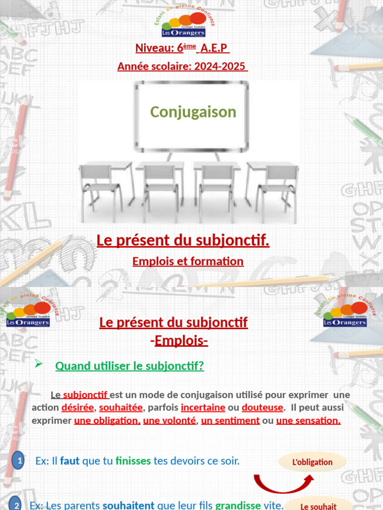 Conjugaison du subjonctif présent | PDF | Verbe | Conjugaison