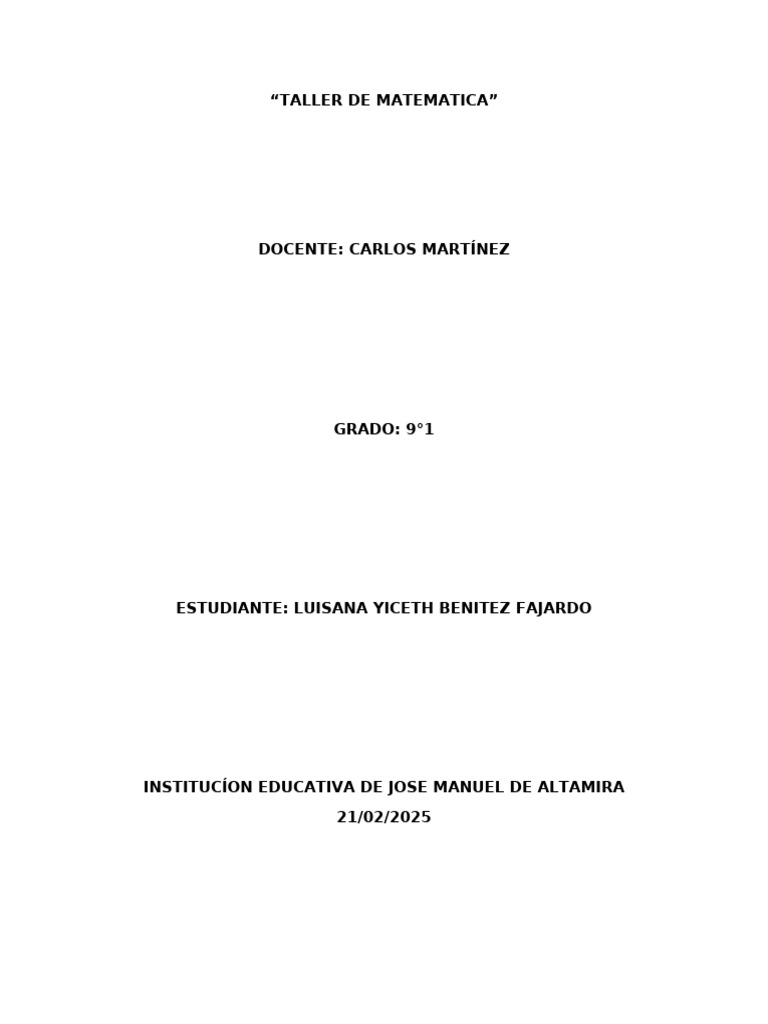 Taller de Matematica | PDF