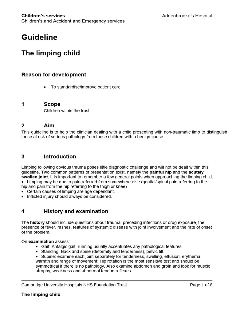 Guidelines for Assessing Limping Children | PDF | Medical Specialties ...