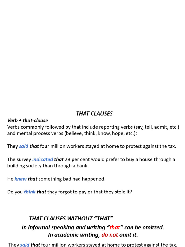 Understanding That Clauses in Grammar | PDF | Clause | Verb