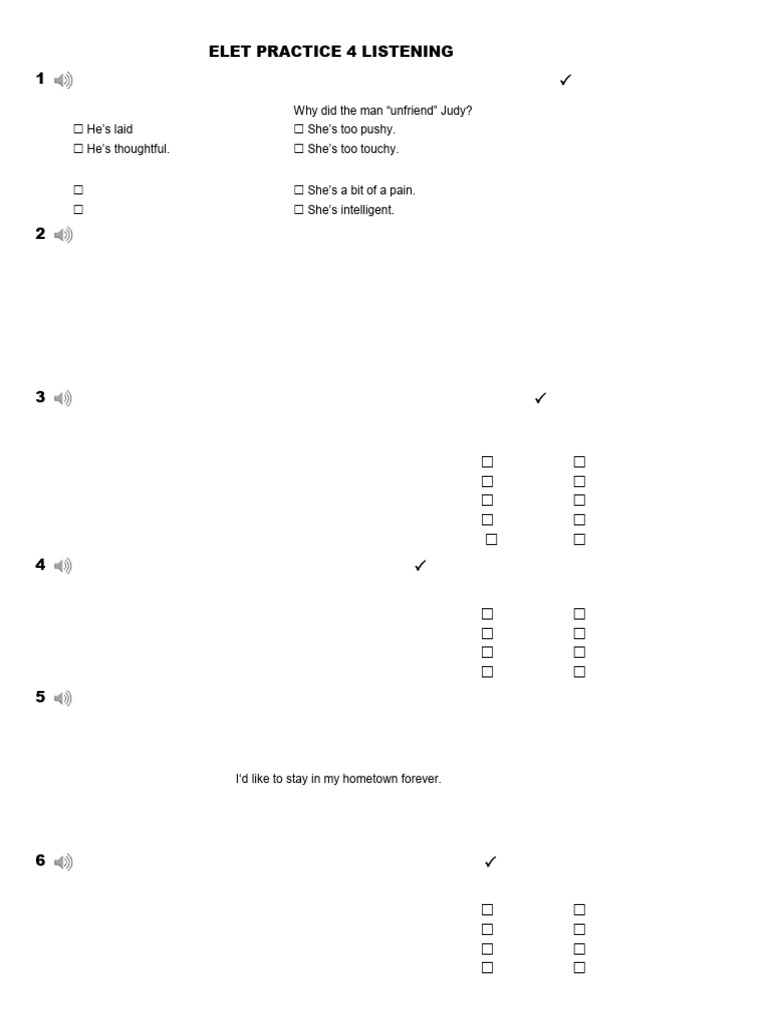 ELET Listening Practice Exercises | PDF