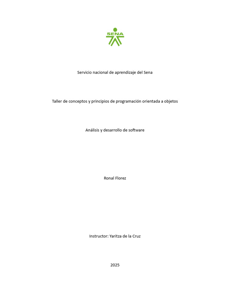 Taller de Programación Orientada a Objetos | PDF | Objeto (informática ...