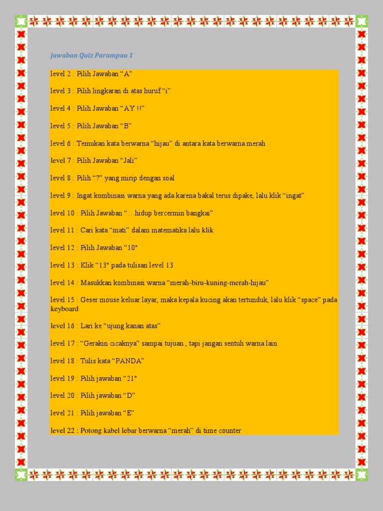 Awaban Quiz Parampaa 1