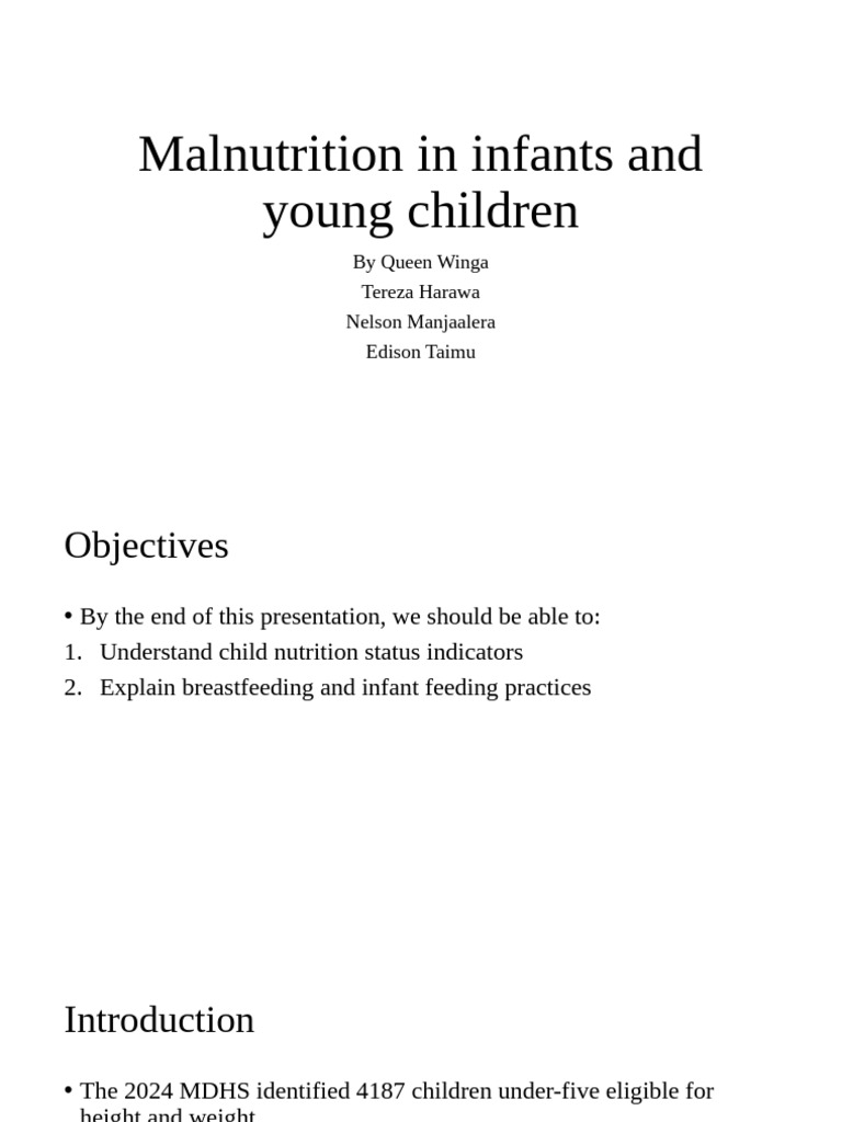 Malnutrition in Infants and Young Children | PDF | Malnutrition ...