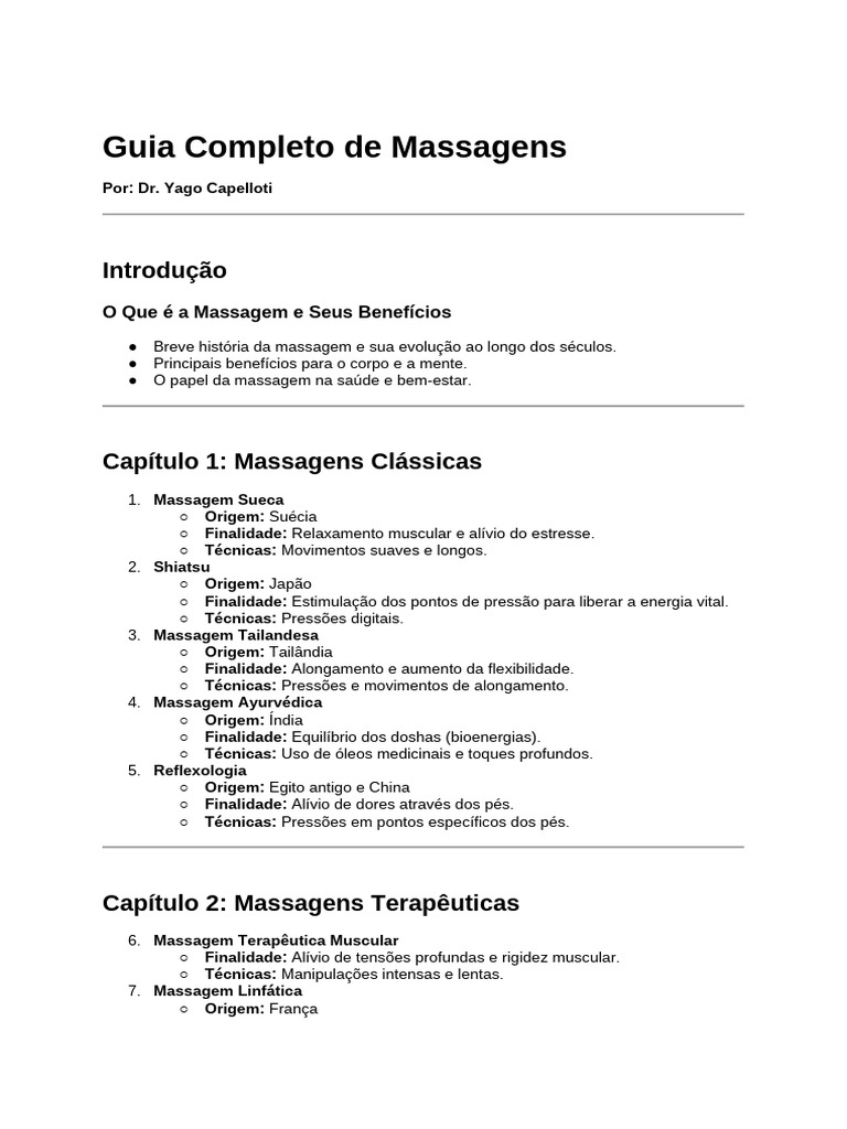Massagens Exóticas: Guia Prático | PDF | Massagem | Terapia manual