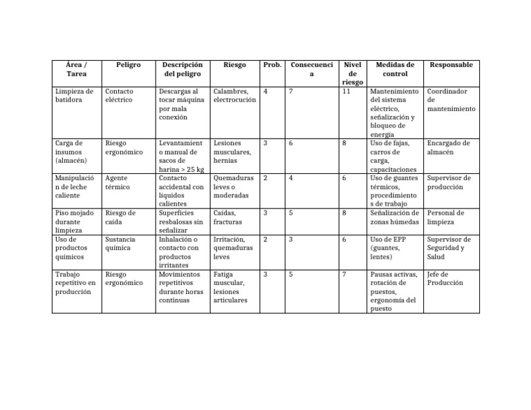 Identificación de Riesgos Laborales y Medidas de Control | PDF | Quemar