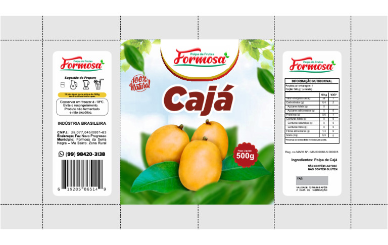 Rótulo de Polpa de Cajá | PDF