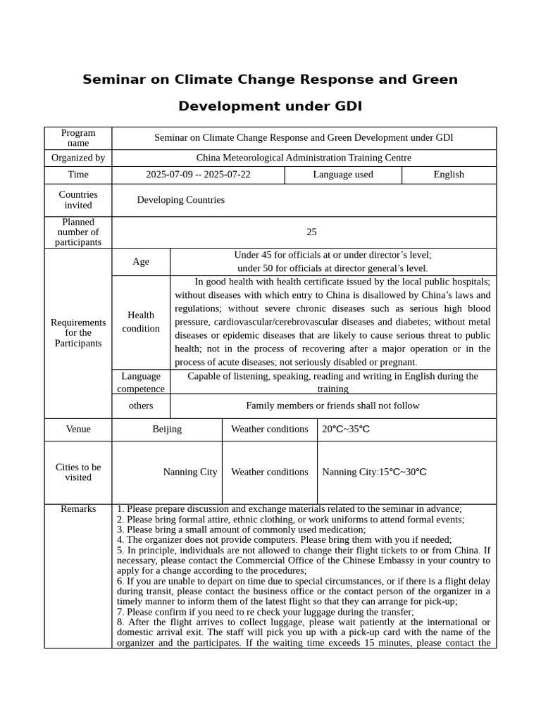 Climate Change Seminar for Developing Nations | PDF | Sustainability ...