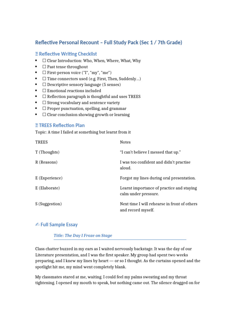 Reflective Recount Full Study Pack | PDF