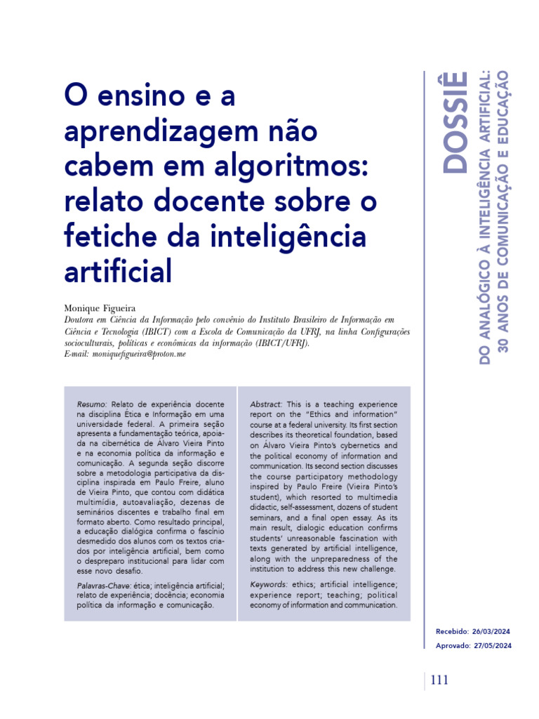 Fetiche da IA na Educação Ética | PDF | Pedagogia | Inteligência artificial