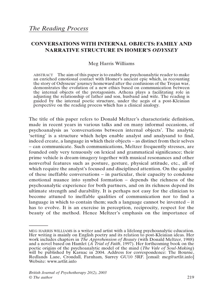 Conversations With Internal Objects Family and Narrative Structure in ...