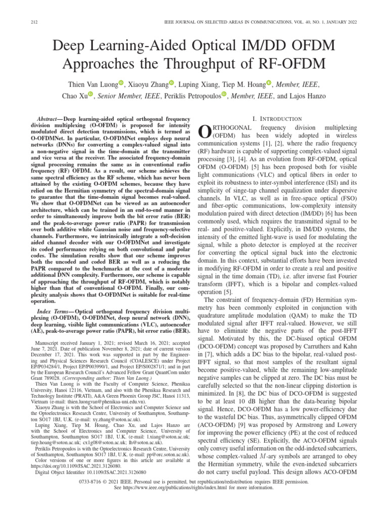 Deep Learning for Optical OFDM Systems | PDF | Orthogonal Frequency ...