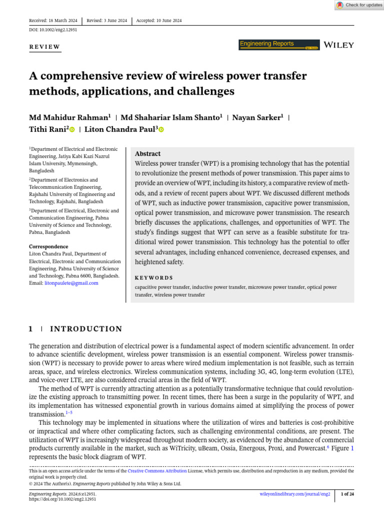 Overview of Wireless Power Transfer Methods | PDF | Laser | Microwave